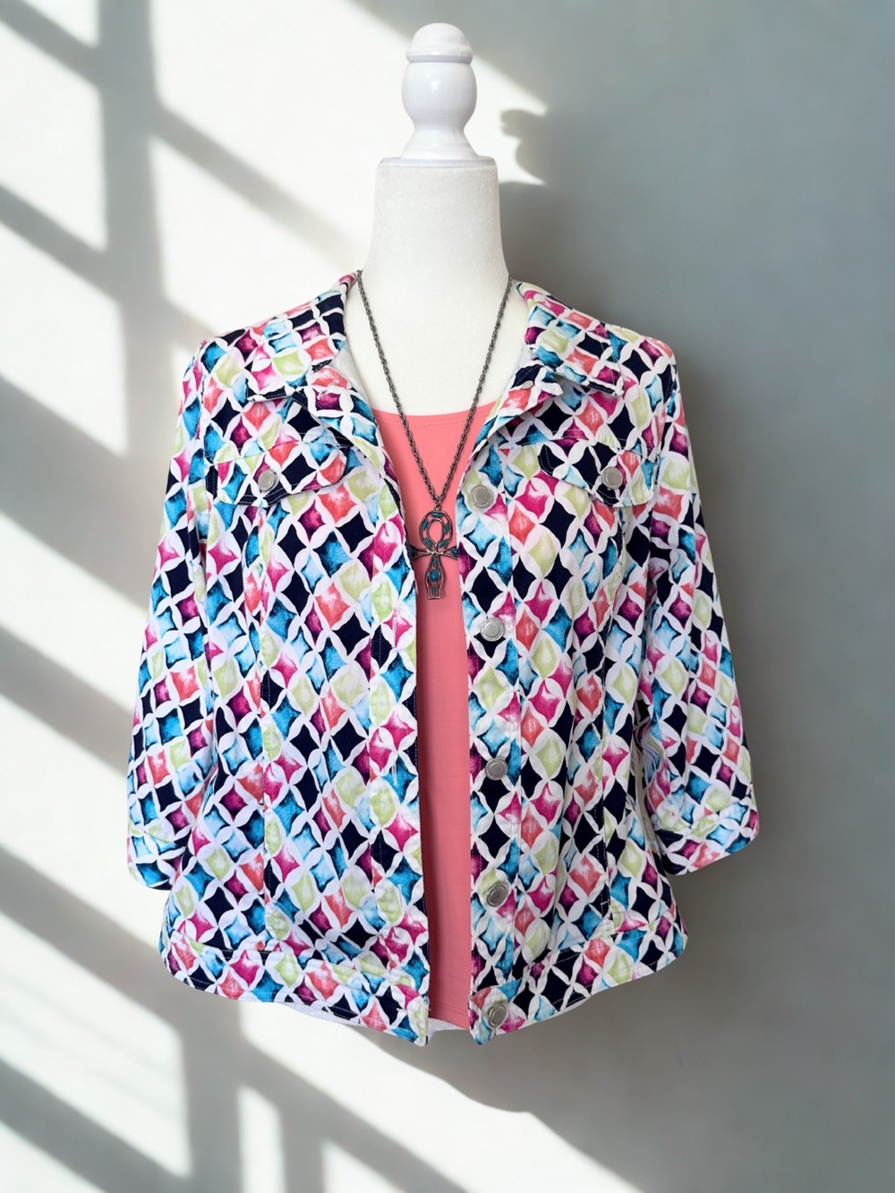 Christopher & Banks Geometric Jacket M & Ruby Rd Coral Tank Top Small Bundle